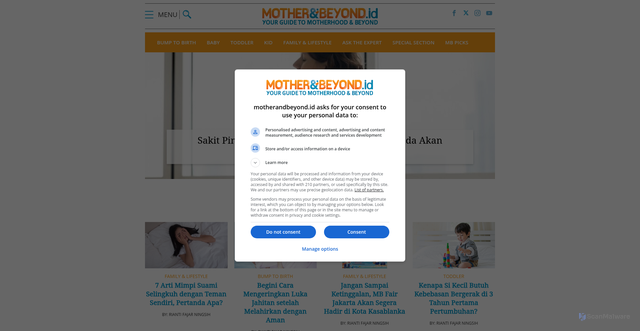 Security scan screenshot of https://motherandbeyond.id