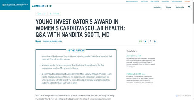 Security scan screenshot of https://advances.massgeneral.org/cardiovascular/q-a.aspx?id=1032