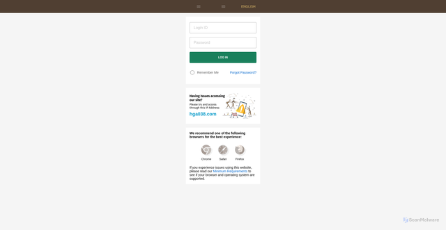 Security scan screenshot of https://hga038.com