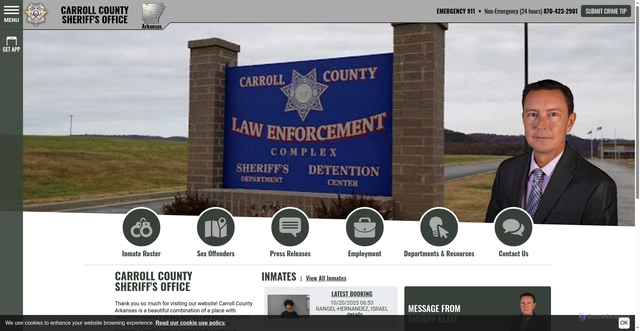 Security scan screenshot of https://www.carrollcountysheriffar.gov/