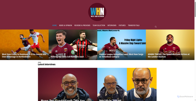 Security scan screenshot of https://westhamnetwork.com/