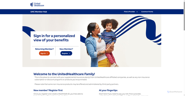 Security scan screenshot of https://www.uhcmemberhub.com/
