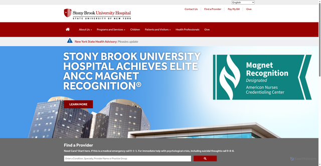 Security scan screenshot of https://www.stonybrookmedicine.edu/sbuh