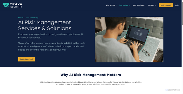 Security scan screenshot of https://travasecurity.com/ai-risk-management-services/