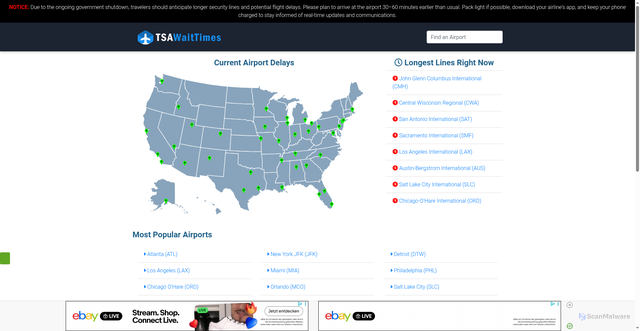 Security scan screenshot of https://www.tsawaittimes.com/