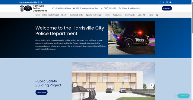 Security scan screenshot of https://harrisvillepolice.com/