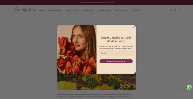 Security scan screenshot of https://afroditaflowers.com/blogs/noticias/flores-amarillas-significado-origen-y-por-que-son-el-regalo-mas-esperado?srsltid=AU7gw4VCmIPXhmpSXd9WGl2p90a9GWXD5TnAcSXEnKKDMWsFPHjJmKs9