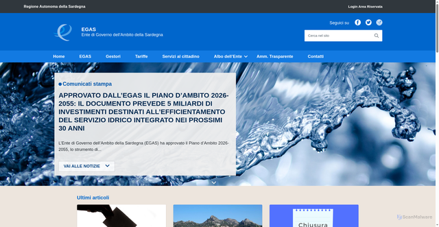 Security scan screenshot of https://www.egas.sardegna.it/
