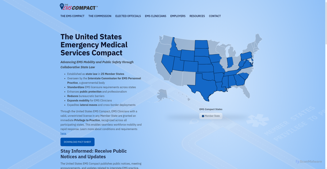 Security scan screenshot of https://emscompact.gov/