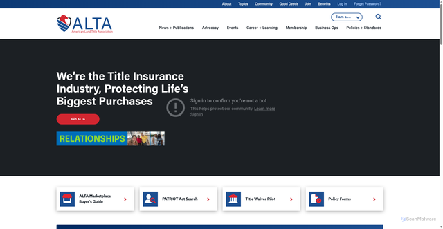 Security scan screenshot of https://alta.org