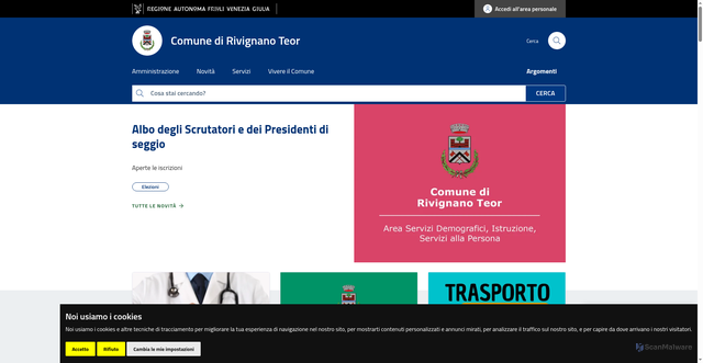 Security scan screenshot of https://www.comune.rivignanoteor.ud.it/