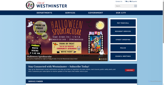 Security scan screenshot of https://www.westminster-ca.gov/