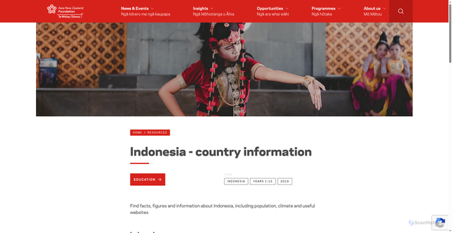 Security scan screenshot of https://www.asianz.org.nz/our-resources/educational-resources/indonesia-country-information