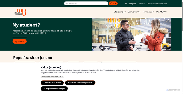 Security scan screenshot of https://www.mdu.se/
