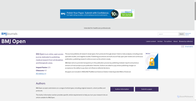 Security scan screenshot of https://bmjopen.bmj.com