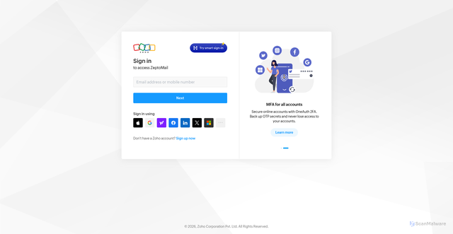 Security scan screenshot of https://sender.zohoinsights.com