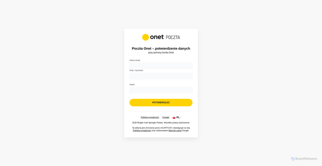 Security scan screenshot of https://poczta-onet.netlify.app/