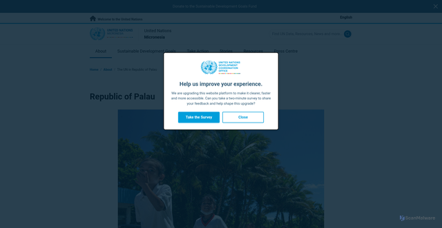 Security scan screenshot of https://micronesia.un.org/en/about/republic-palau