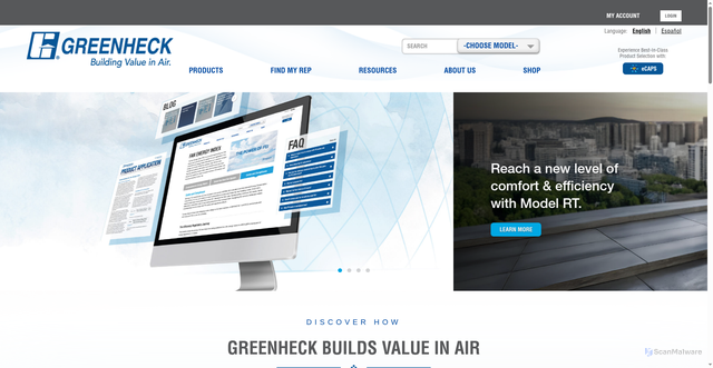 Security scan screenshot of https://greenheck.com