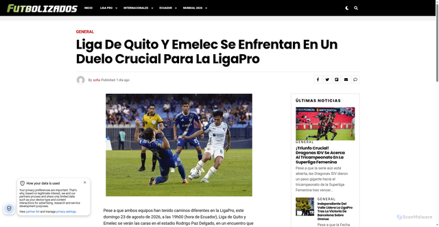 Security scan screenshot of https://futbolizados.com/105175/liga-de-quito-y-emelec-se-enfrentan-en-un-duelo-crucial-para-la-ligapro/