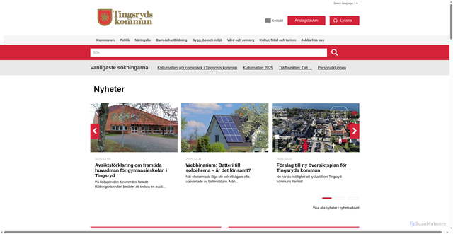 Security scan screenshot of https://tingsryd.se/