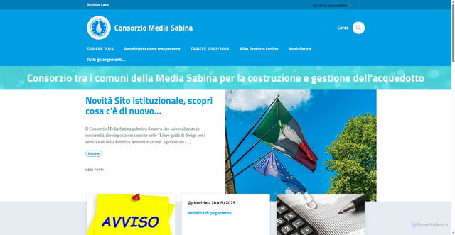 Security scan screenshot of https://www.consorziomediasabina.it