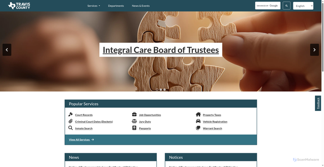 Security scan screenshot of https://www.traviscountytx.gov/
