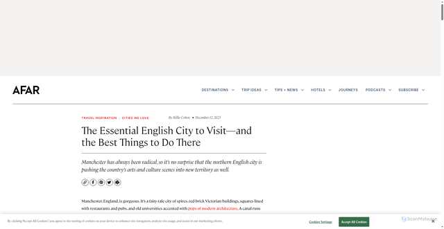 Security scan screenshot of https://www.afar.com/magazine/the-best-things-to-do-in-manchester-england