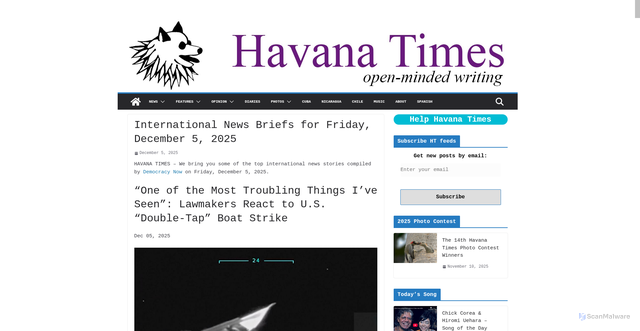 Security scan screenshot of https://havanatimes.org/news/international-news-briefs-for-friday-december-5-2025/