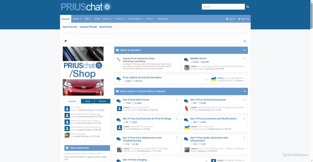 Security scan screenshot of https://priuschat.com