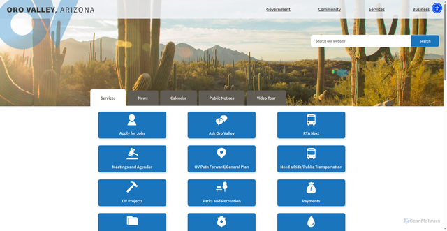 Security scan screenshot of https://www.orovalleyaz.gov/