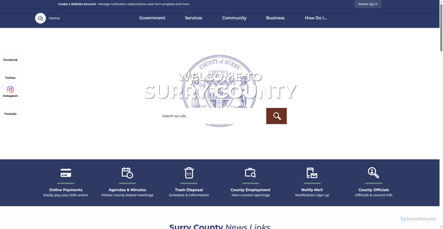 Security scan screenshot of https://surrycountyva.gov/