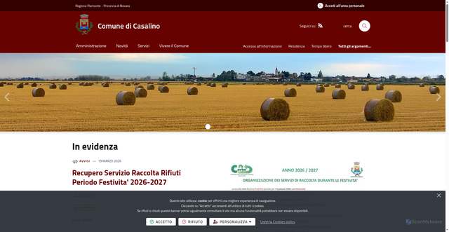 Security scan screenshot of https://www.comune.casalino.no.it