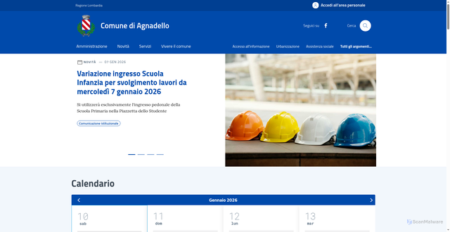 Security scan screenshot of https://comune.agnadello.cr.it/