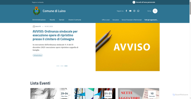 Security scan screenshot of https://www.comune.luino.va.it/