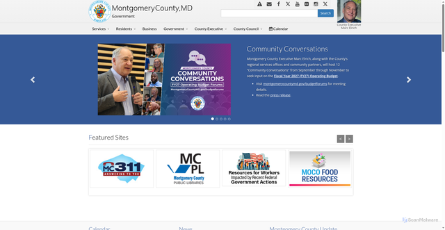 Security scan screenshot of https://www.montgomerycountymd.gov/