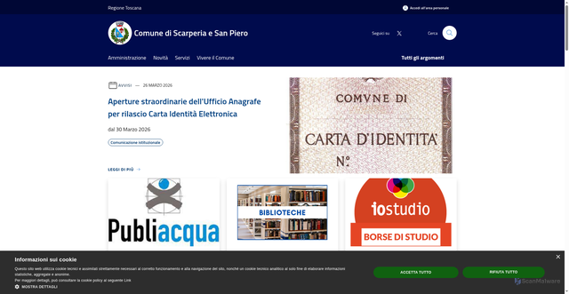 Security scan screenshot of https://www.comune.scarperiaesanpiero.fi.it