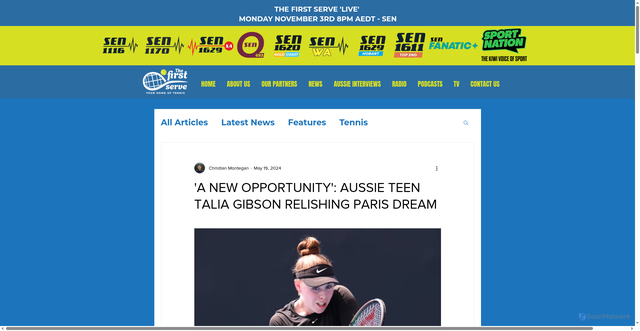Security scan screenshot of https://www.thefirstserve.com.au/post/i-see-it-as-a-new-opportunity-aussie-teen-talia-gibson-relishing-paris-dream