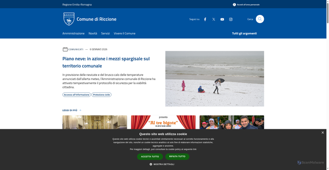 Security scan screenshot of https://www.comune.riccione.rn.it/it