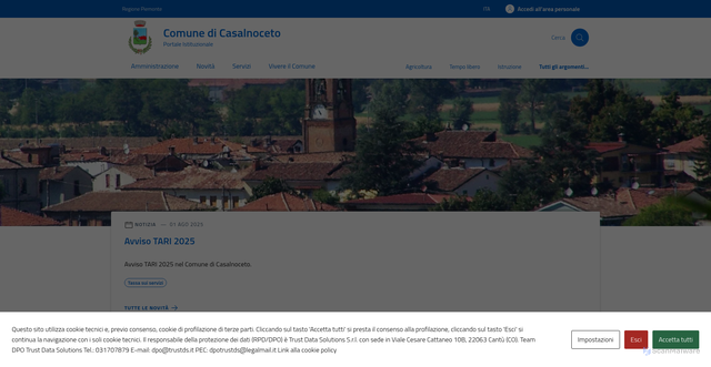 Security scan screenshot of https://comune.casalnoceto.al.it/