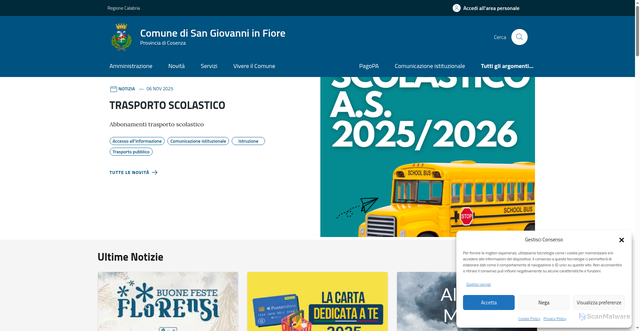 Security scan screenshot of https://comune.sangiovanniinfiore.cs.it/