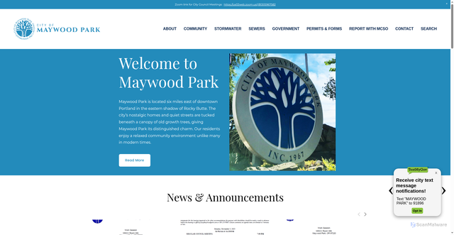Security scan screenshot of https://cityofmaywoodpark.com/
