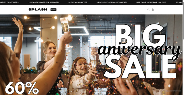 Security scan screenshot of https://splashoutlet.shop/