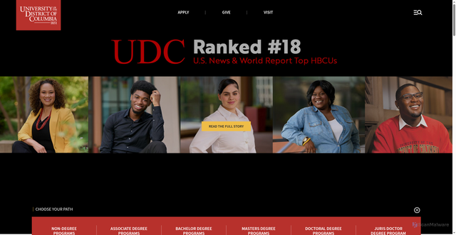Security scan screenshot of https://www.udc.edu/