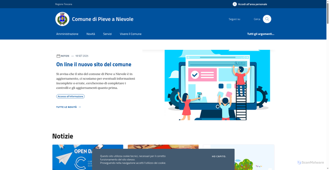 Security scan screenshot of https://www.comune.pieve-a-nievole.pt.it