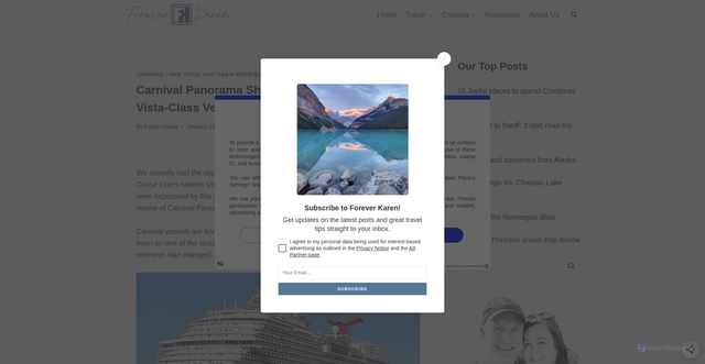 Security scan screenshot of https://foreverkaren.com/cruising/carnival-panorama-ship-review/