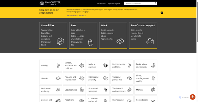 Security scan screenshot of https://www.manchester.gov.uk/