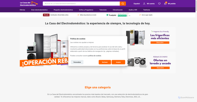 Security scan screenshot of https://lacasadelelectrodomestico.com