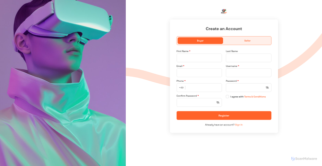 Security scan screenshot of https://socialdeal.store/register