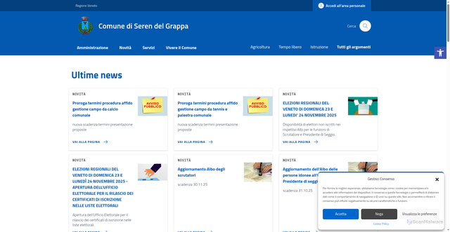 Security scan screenshot of https://comune.serendelgrappa.bl.it/